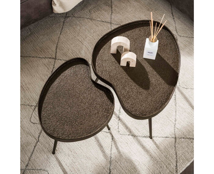 Salontafel Contour niervormig set/2 - Brons liquid metal