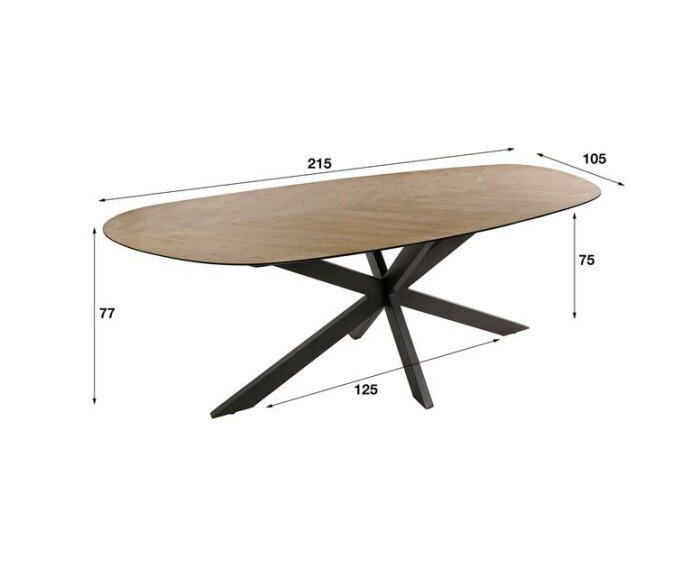 Eetkamertafel 215 organisch - Gerecycled teakhout fineer