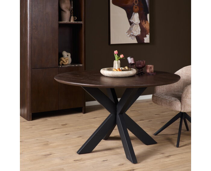 Eettafel Madison Brown | 110 cm | Poot Black