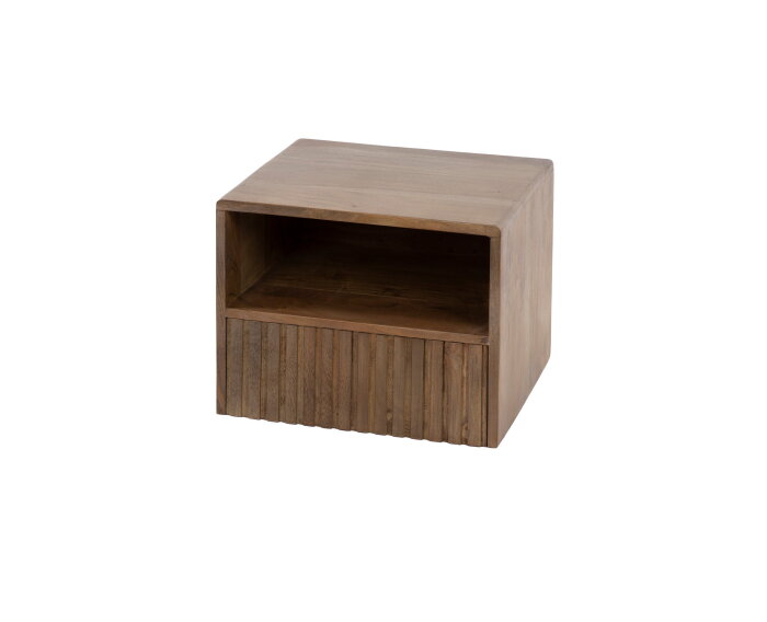 Nachtkastje 1L open vak Carve - Massief acacia drift brown