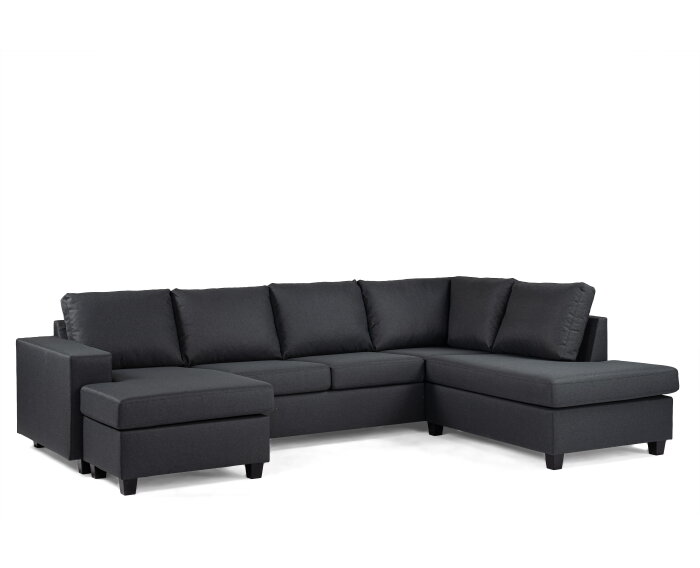 Hoekbank Malmo 3-zits hoek rechts - Antraciet - 280x198 cm
