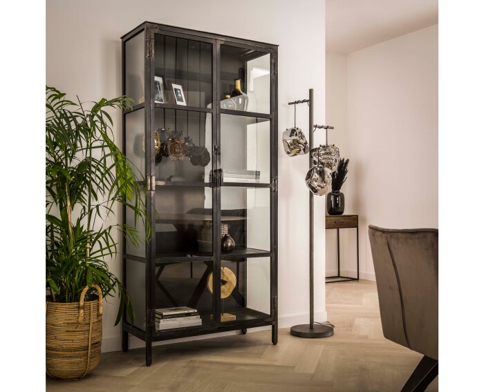 Vitrinekast Rift metal 2 deuren - Gun metal