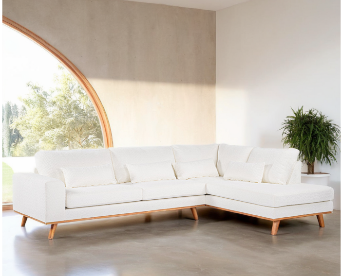 3 seater corner right, fabric Abriamo 4, A920 naturel