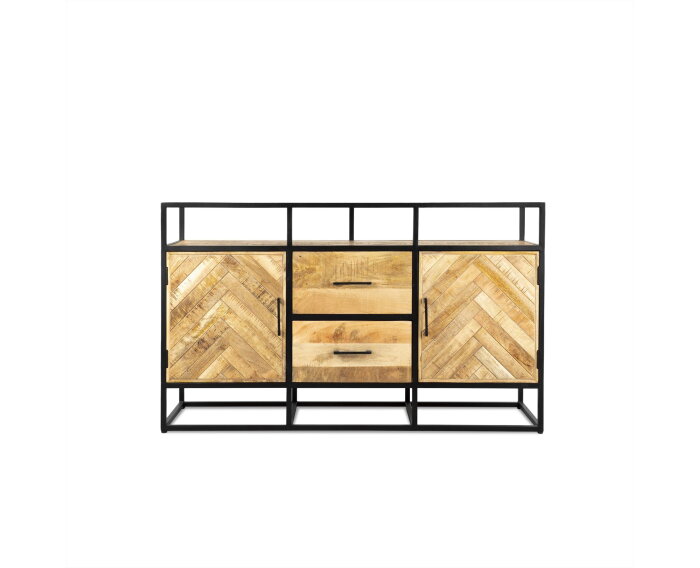 Dressoir Jax mangohout visgraat 150 cm - Naturel