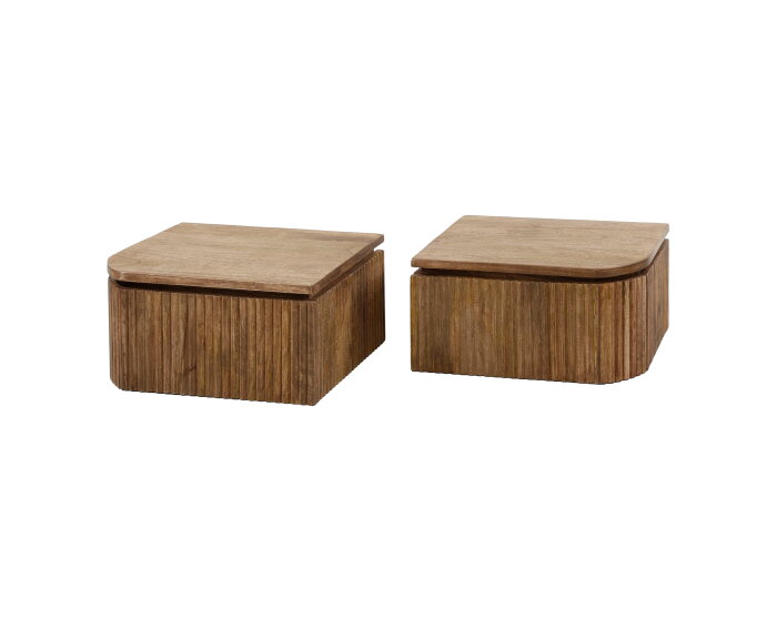 Nachtkastje wave set van 2 L+R mangohout - Zandkleur