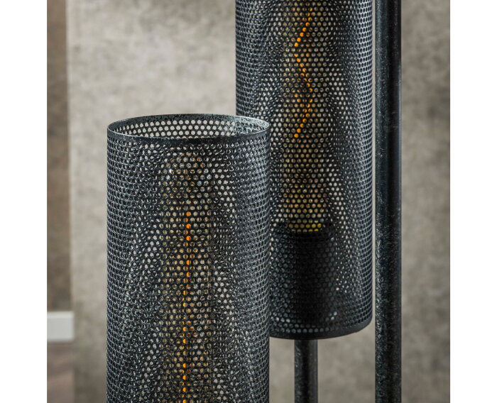 Vloerlamp 5L getrapt tube mesh - Artic zwart