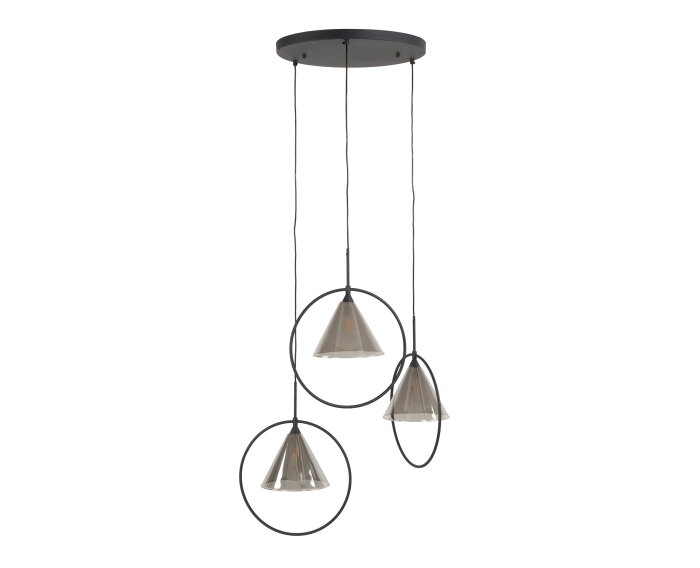 Hanglamp 3L ring getrapt tapse kap (G9) - Smoke grey glas