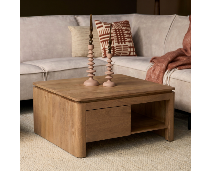 Vierkante Salontafel Dallas Naturel Mangohout 80 cm