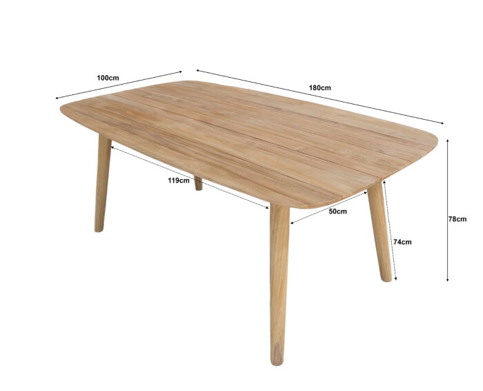 Tuintafel Lugano teakhout 180x100 cm