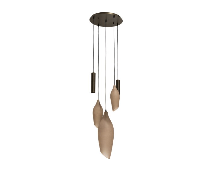 Hanglamp Cocoon pendel getrapt 5L - Sienna bruin-frosted