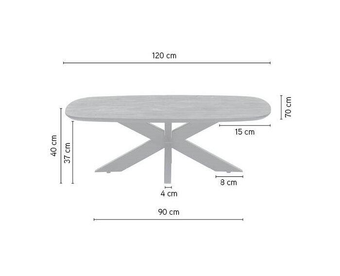 Salontafel Akagi deens ovaal mangohout 120x70 cm - Naturel