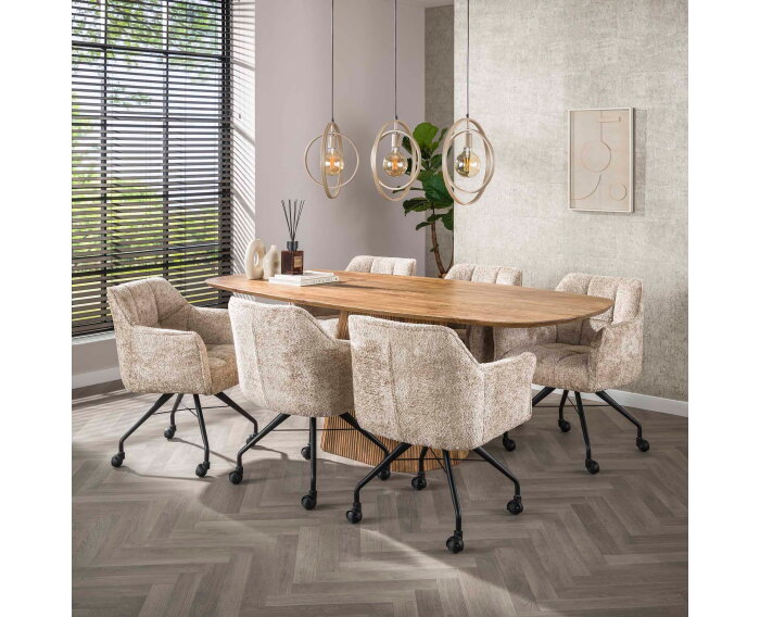 Armstoel wieltjes Raster VPE2 - Savelle Zandkleur