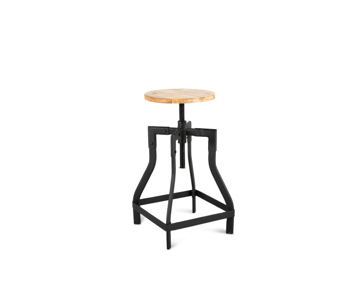 Iron Revolving Stool 35 Iron stand black, wooden standaard finish