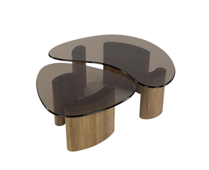 Salontafel set/2 organisch Tinto - Bronze glass
