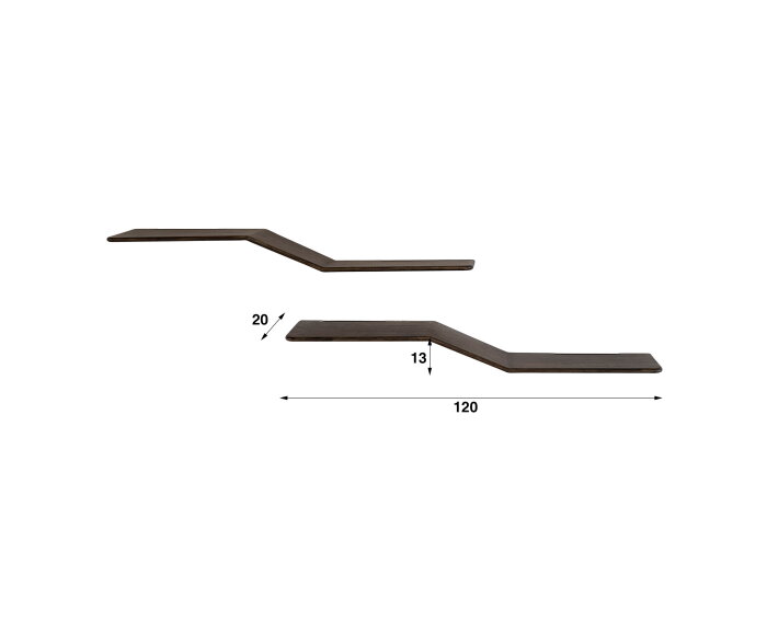 Wandplank Maya Teak S-shape set/2 - Massief teak espresso