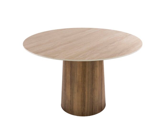 Eettafel Romano rond &Oslash;120x78 cm - 3D travertin keramiek - Beige