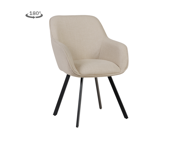 Tower Living eetkamerstoel Borgo met armleuning draaibaar - Bjorn 24 Beige