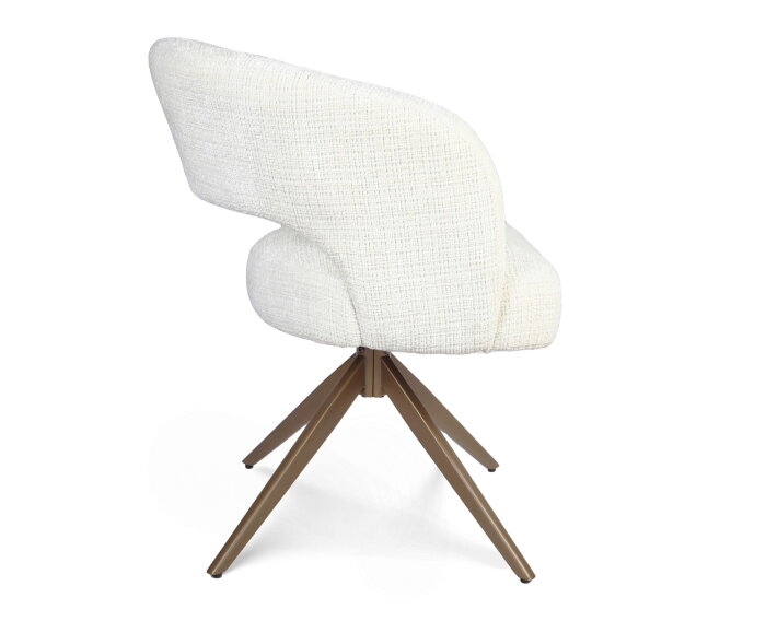 Eetkamerstoel Demi | Off White | Poot Bronze | Met armleuning