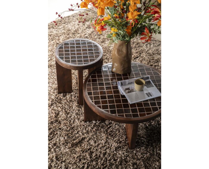 Side table TiledUp 40x40cm - bruin | BY-BOO