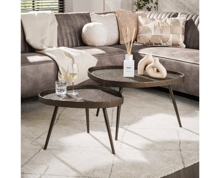 Salontafel Contour driehoekig set/2 - Brons liquid metal