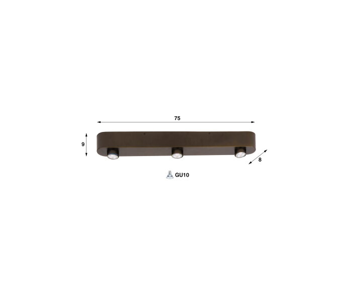 Plafondlamp Bar 3L - Sienna bruin