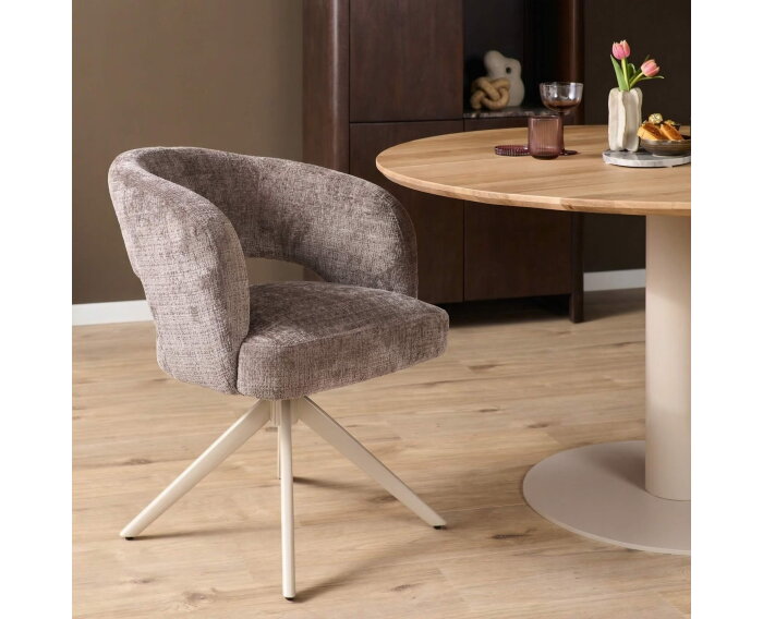 Eetkamerstoel Demi | Clay | Poot Sand | Met armleuning