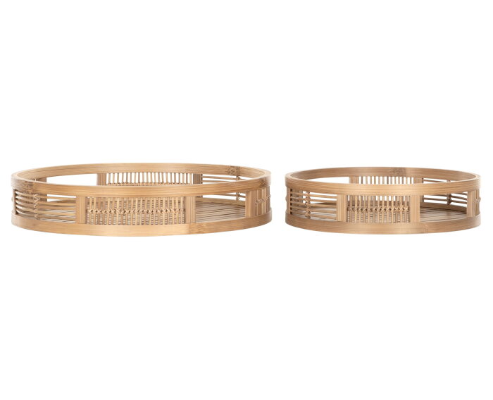 Tray Algarve round NATURAL, set of 2 - ORDER by 2 pcs,7x&Oslash;30 cm / 7x&Oslash;40 cm, Bamboo natural