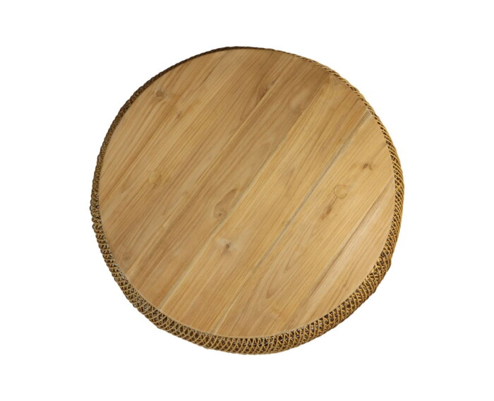 Ronde salontafel - 80x80x36 - Naturel - Rotan/teak