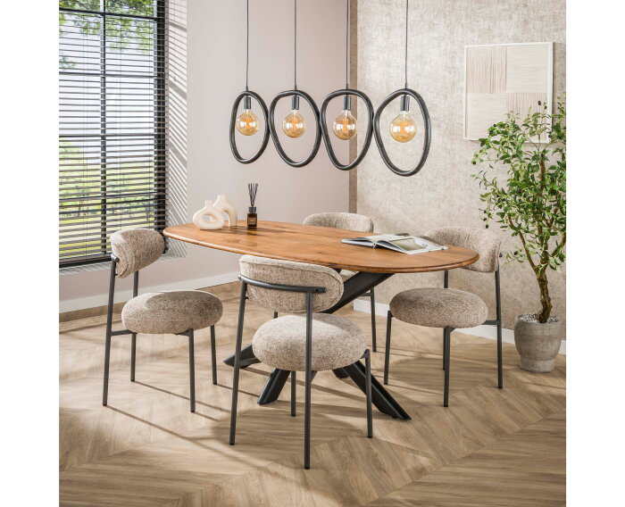Hanglamp 4L organic steel - Artic zwart
