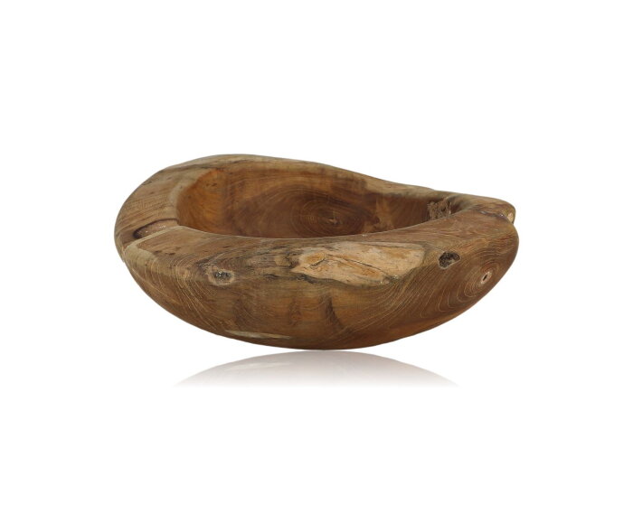 Fruitschaal medium (Behandeld met Bijenwas)- ø28-35x10 - Naturel - Teak