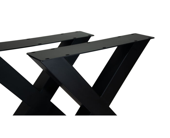 Tafelpoten - X-model - 75x12x72 - Gepoedercoat zwart - Metaal - Set van 2