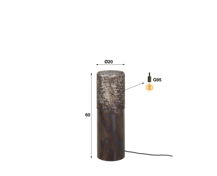 Vloerlamp &Oslash;20 cilinder 60cm - Zwart bruin