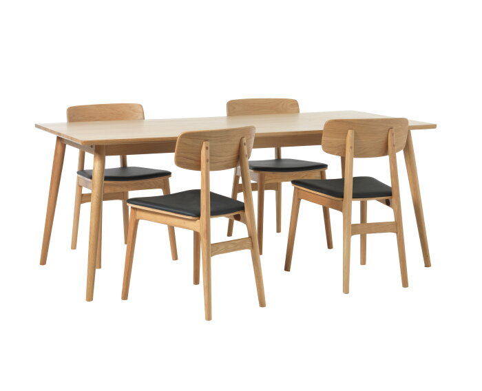 Eetkamerstoel Livo eikenhout naturel - zwart