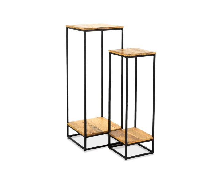 Plantentafel Kelly mangohout Set van 2 - Naturel