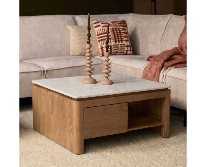 Vierkante Salontafel Dallas Naturel Mangohout 80 cm