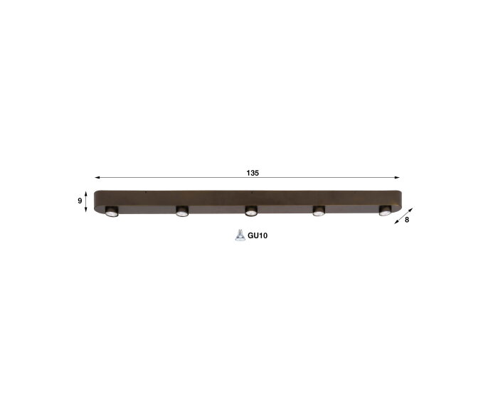 Plafondlamp Bar 5L - Sienna bruin