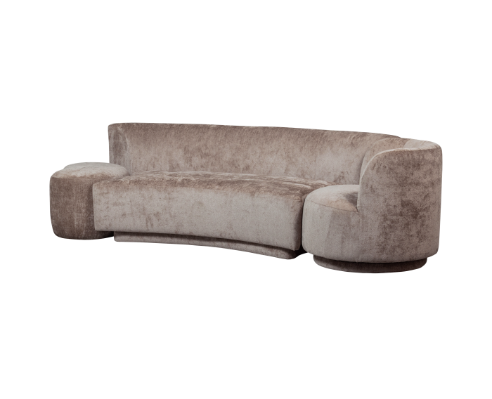 COMBI-POPULAR: BANKJE + FAUTEUIL + POEF TAUPE - BePureHome