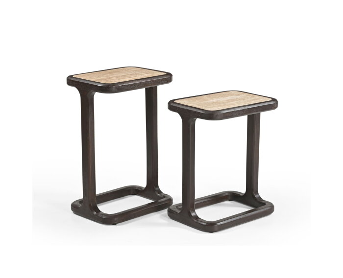 Bijzettafel Arvid Bruin Travertin 58 cm