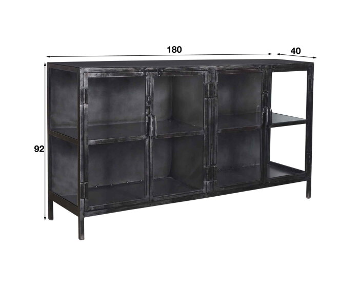 Dressoir Rift metal 4 deuren - Gun metal