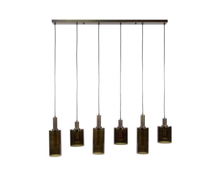 Hanglamp Sepiora 6-lichts Sienna Bruin &ndash; Luxe Hotel Chique Verlichting - 118x14x150 cm