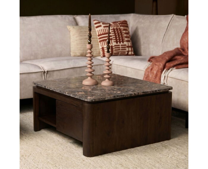 Vierkante Salontafel Dallas Bruin Mangohout 80 cm