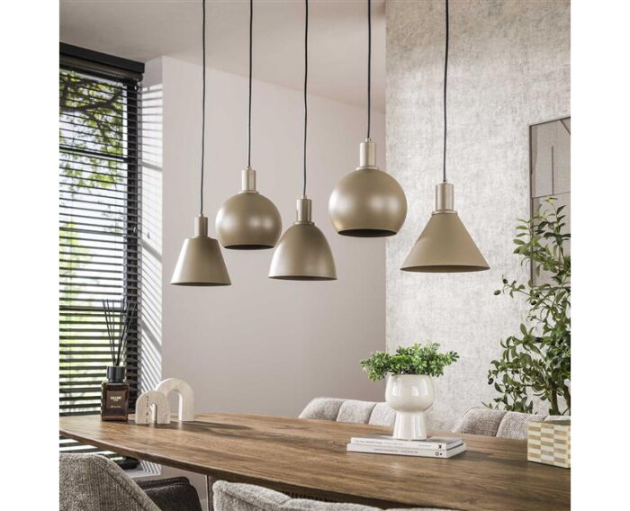 Hanglamp 5L mix Metallo - Beige