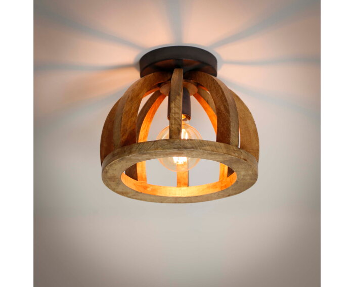 Plafondlamp Gebogen houten spijl mangohout - naturel