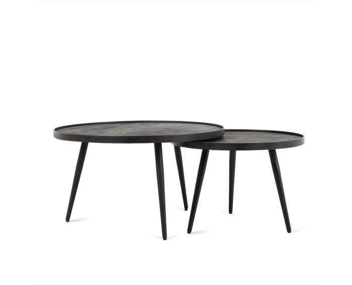 Ronde Zwarte Salontafel set van 2