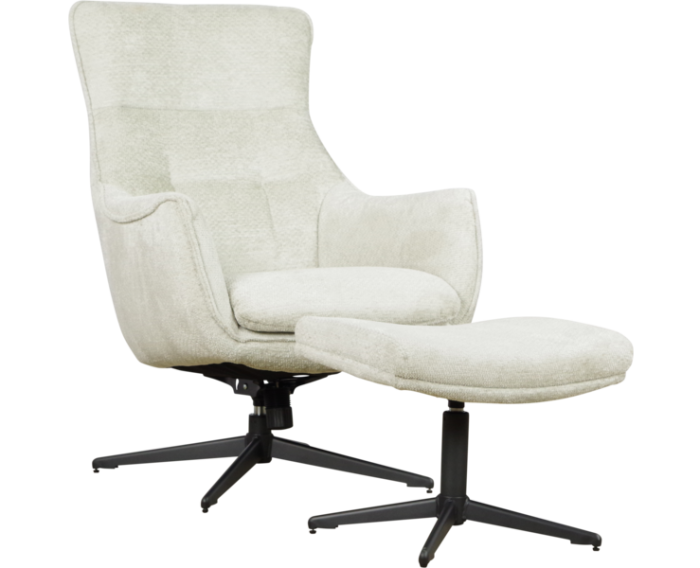 Draaifauteuil Flynn met hocker stof Movie Natural 1 beige