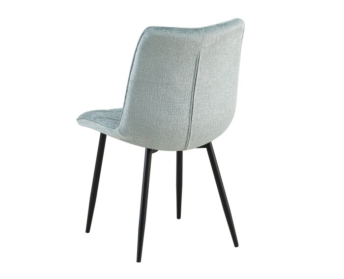 Combideal Leonardo: ronde eettafel Mangohout 120 cm met 4 Leonardo eetkamerstoelen - Stof perfect harmony - Lichtblauw