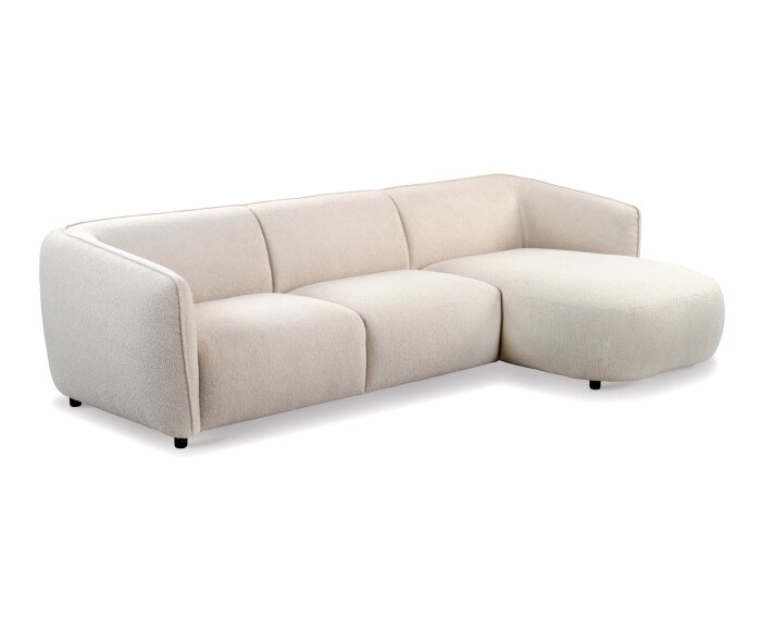 Hoekbank Valerie Bouclé met Chaise Longue Rechts 279x150 cm – Beige - Japandi