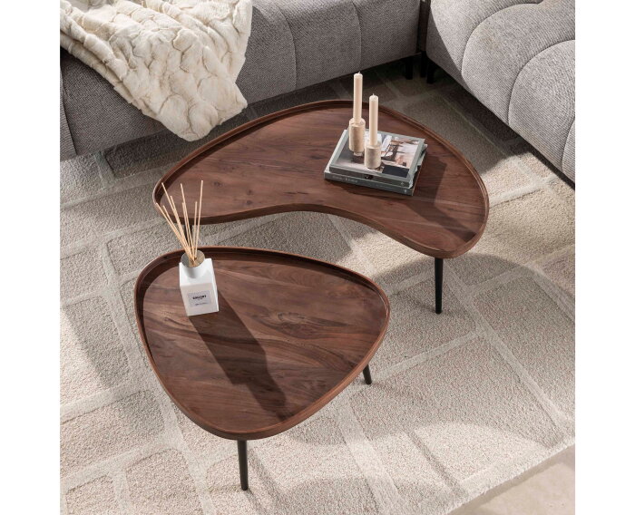 Salontafel Ayla organisch set van 2 acaciahout - bruin