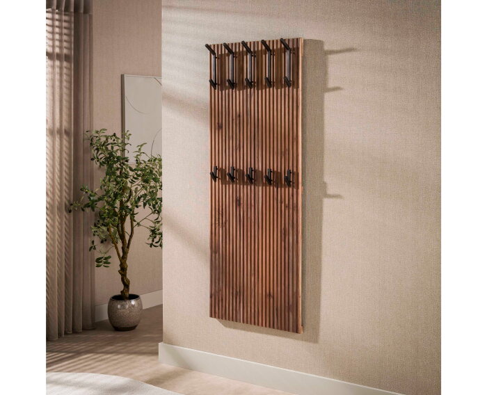Kapstok Panel hoog 10H - Massief acacia bruin