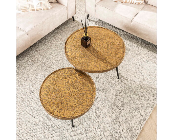 Salontafel Vera Set van 2 Metallic - Brons antiek